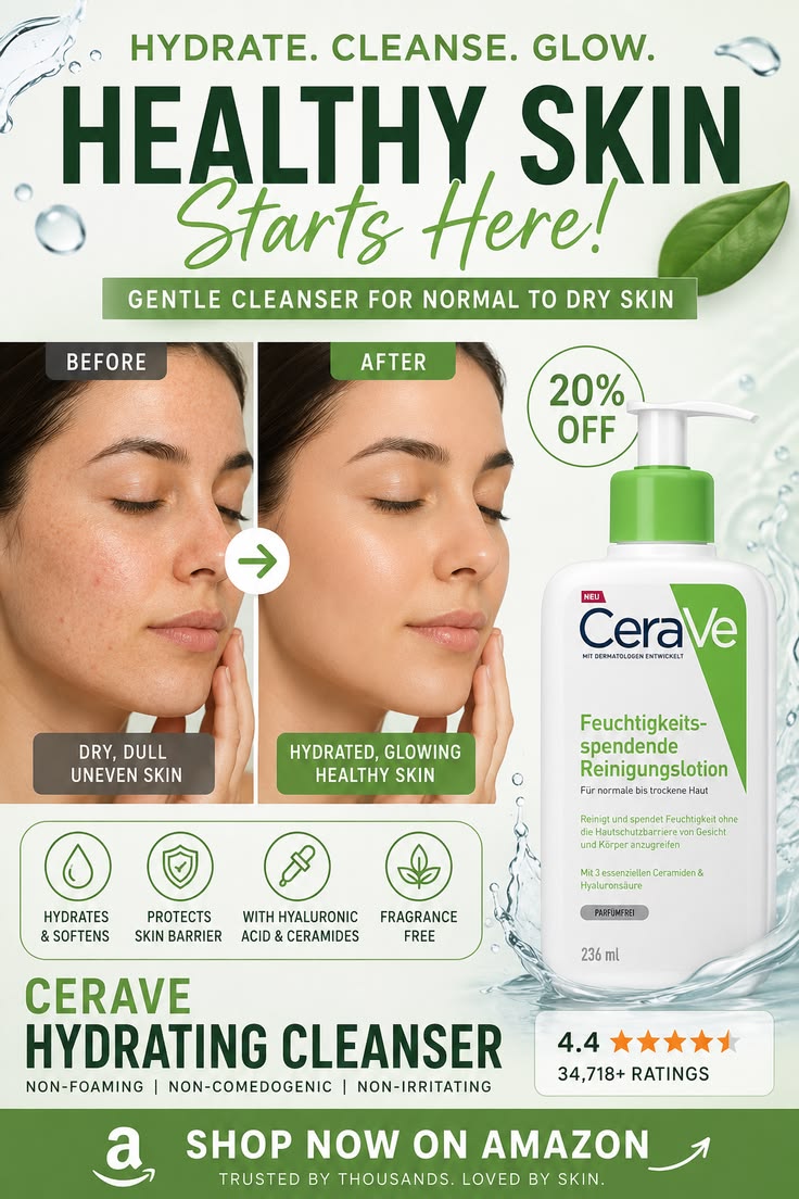 CeraVe Hydrating Cleanser – Gentle Daily Face & Body Wash