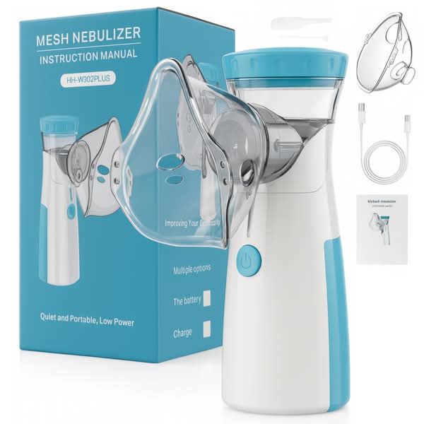 Portable Mesh Nebulizer – Rechargeable, Adult & Child Masks