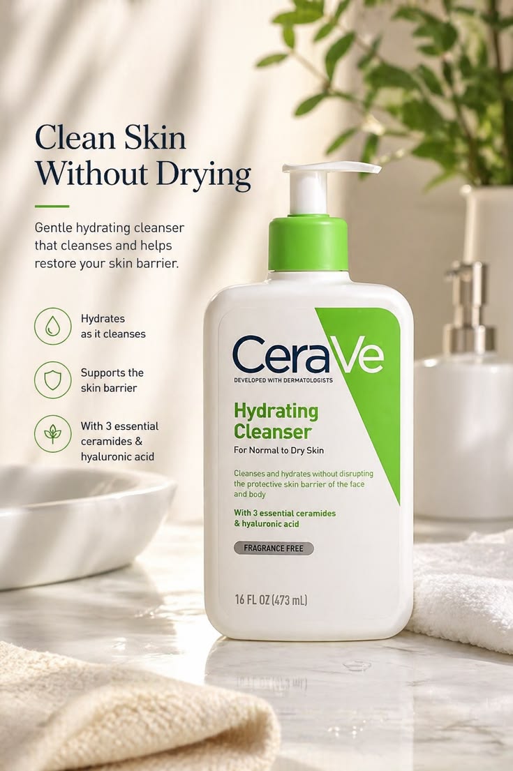 CeraVe Hydrating Cleanser – Gentle Daily Face & Body Wash